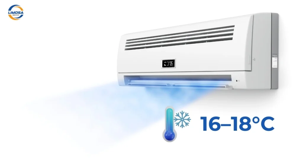 Cài đặt nhiệt độ thấp nhất (16–18°C)