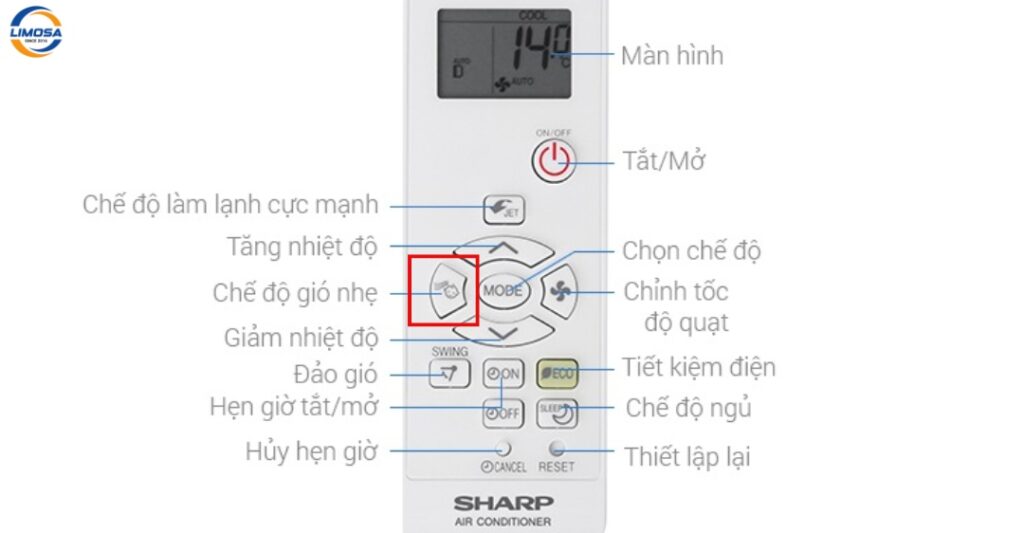 Chế độ gió thổi nhẹ trên máy lạnh Sharp