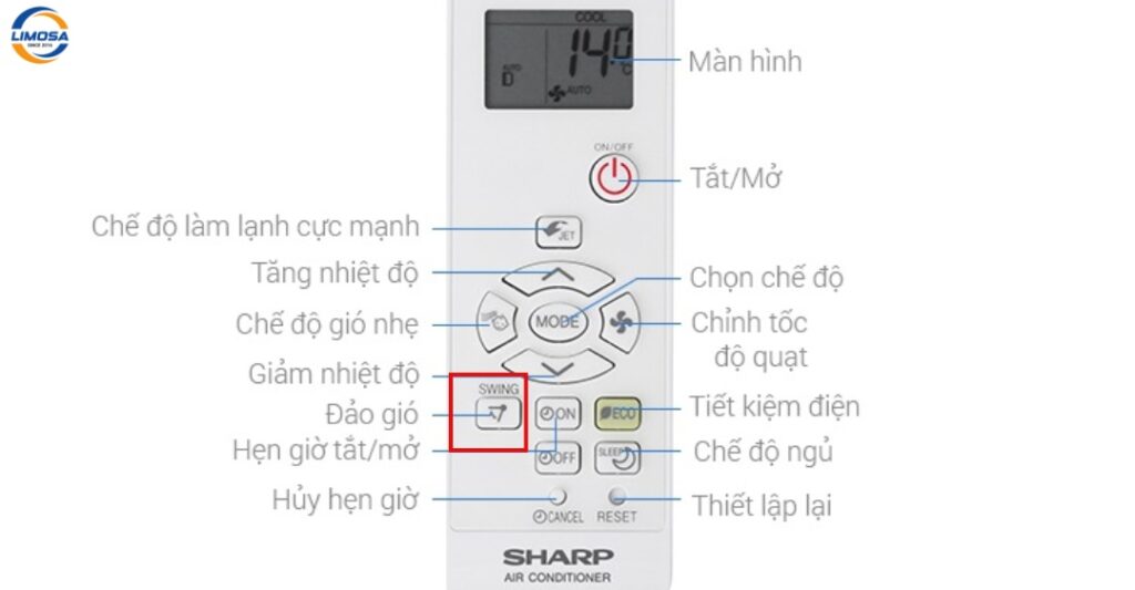Điều chỉnh hướng gió và tốc độ gió remote máy lạnh Sharp