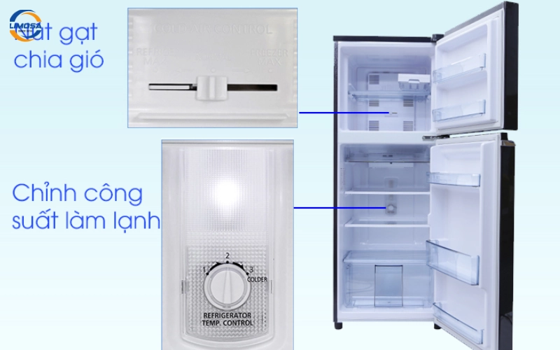 Cách chỉnh ngăn mát tủ lạnh Panasonic bằng cần gạt hướng gió