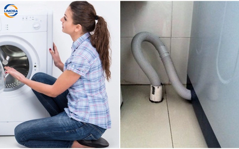 Ống xả nước đặt quá cao hoặc sai kỹ thuật