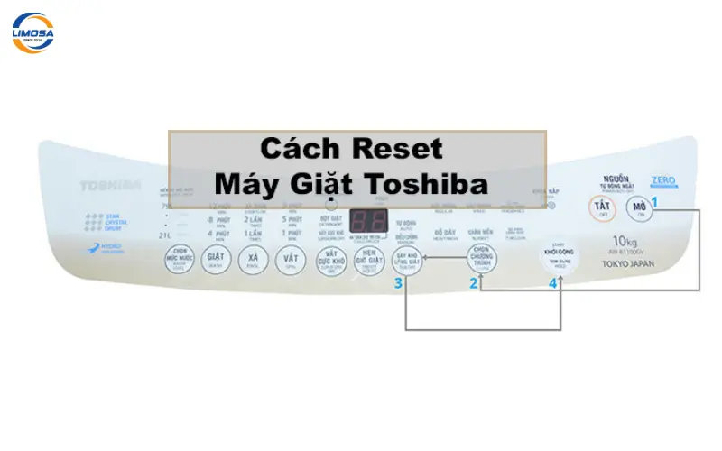 Cách reset máy giặt Toshiba AW-A800SV bằng tổ hợp phím trên bảng điều khiển