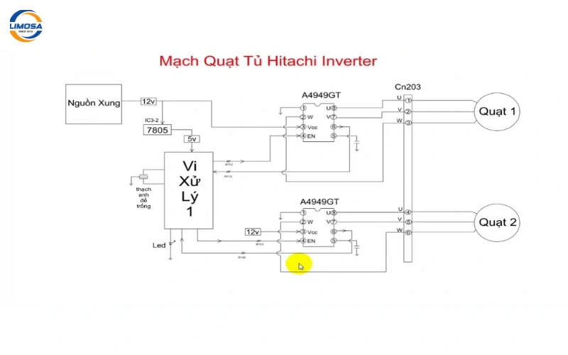 Sơ đồ mạch điện tủ lạnh Hitachi