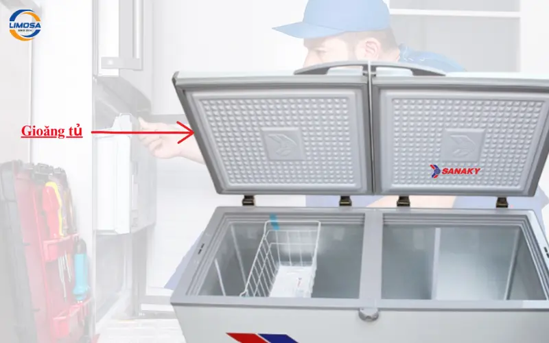 Tủ đông Sanaky không chạy do cửa tủ không đóng kín hoặc gioăng cao su bị hỏng