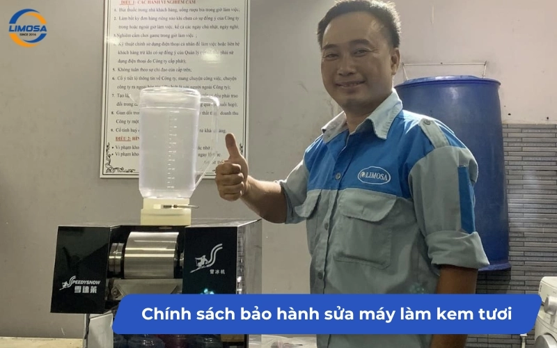 Chính sách bảo hành dịch vụ sửa máy làm kem tươi của Điện Lạnh Limosa