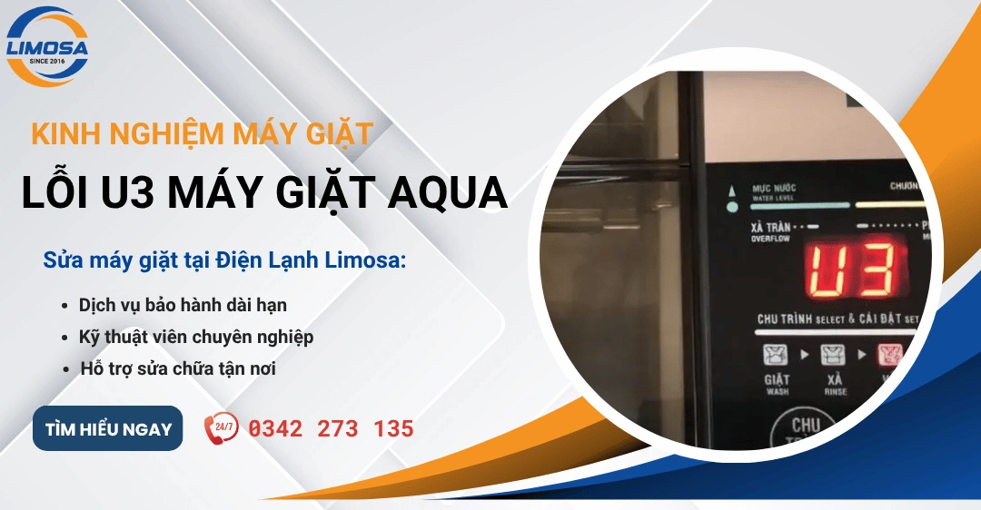 Lỗi U3 máy giặt Aqua: Nguyên nhân và cách sửa dứt điểm Lỗi U3 máy giặt Auqa