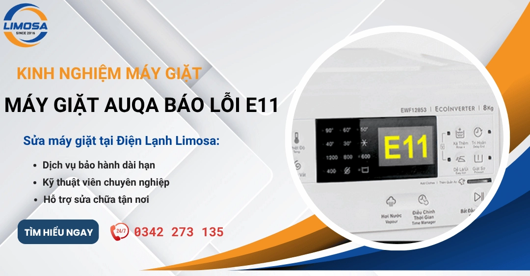 Máy giặt Aqua báo lỗi E11: Nguyên nhân và cách xử lý Máy giặt Auqa báo lỗi E11