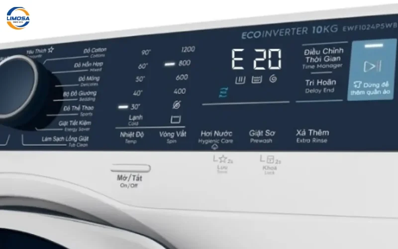 Lỗi E20 máy giặt Electrolux là gì?