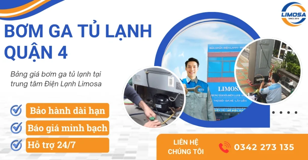 Dịch vụ bơm ga tủ lạnh quận 4