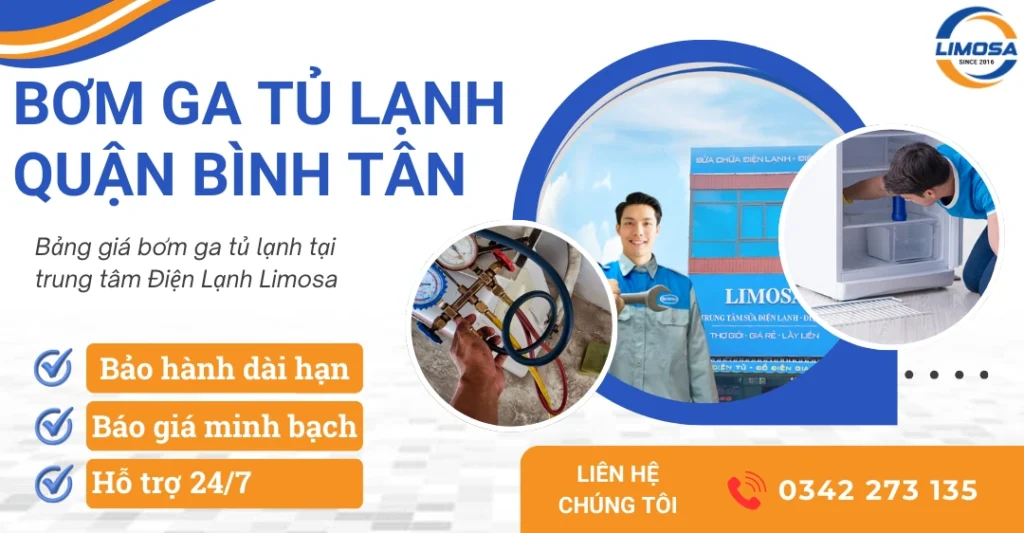 Dịch vụ bơm ga tủ lạnh quận Bình Tân