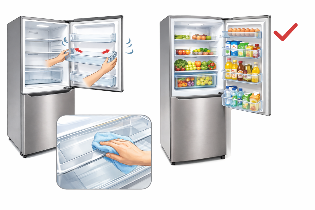 cách lắp ngăn tủ lạnh sharp