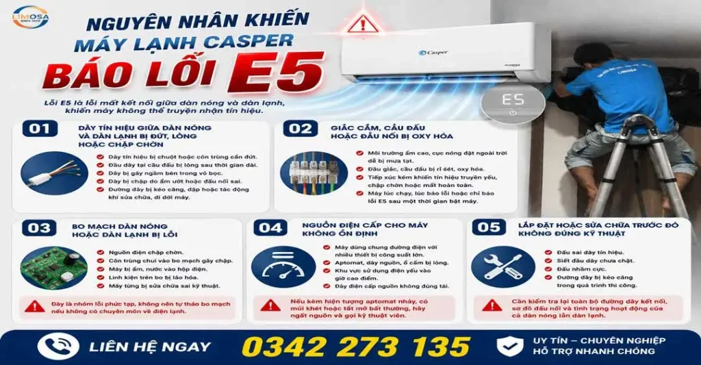 Nguyên nhân khiến máy lạnh Casper báo lỗi E5